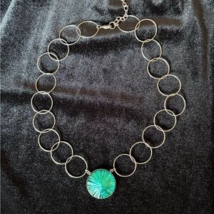 Sabika Silver Necklace with Turquoise Pendant